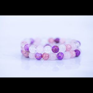 White quartz and rose quartz bracelet